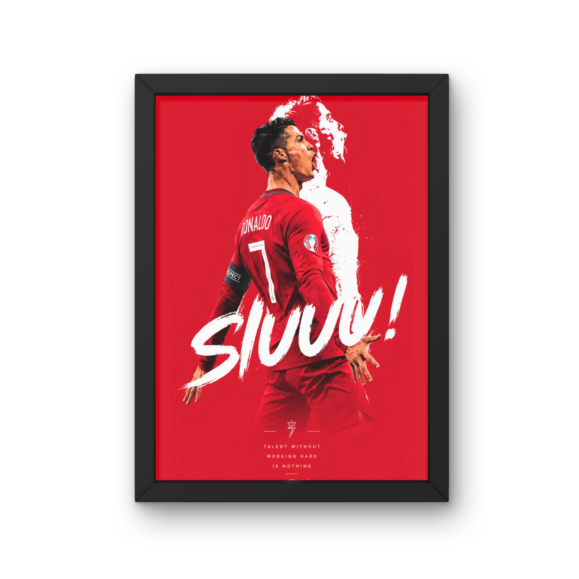 Cristiano Ronaldo SIUU Celebration Framed Poster – A4 Size | Premium Glass Front Wall Decor